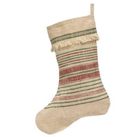 Thumbnail for Red & Green Stripes Fringed Stocking