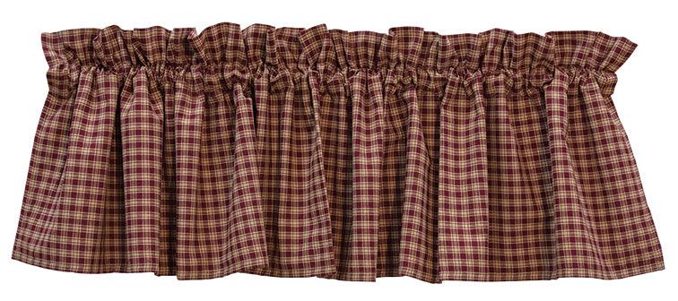 Burgundy Plaid Valance, 14x72 - The Fox Decor