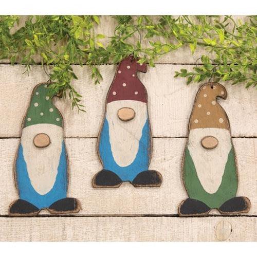 Wooden Primitive Gnome Ornament 3 Asstd - The Fox Decor