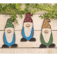 Wooden Primitive Gnome Ornament 3 Asstd - The Fox Decor