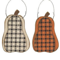 Layered Wood Buffalo Plaid Hanging Pumpkin 2 Asstd - The Fox Decor