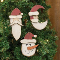 Thumbnail for Wooden Snowman in Santa Hat Ornament