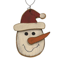 Thumbnail for Wooden Snowman in Santa Hat Ornament