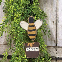 Distressed Wooden Honey Bee Hanger - The Fox Decor