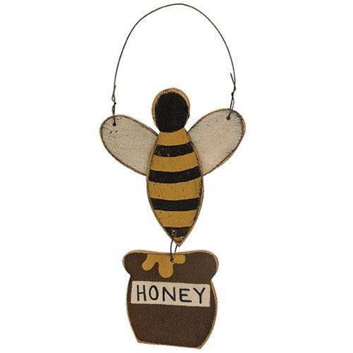 Distressed Wooden Honey Bee Hanger - The Fox Decor