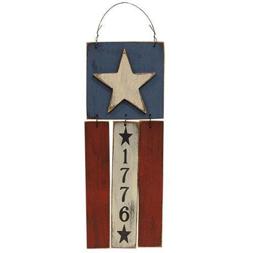 Distressed Wooden 1776 Hanging Flag - The Fox Decor