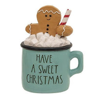 Have A Sweet Christmas Resin Hot Cocoa Mug w Gingerbread Man - The Fox Decor