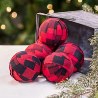 6 Set Red Buffalo Check Rag Balls - The Fox Decor