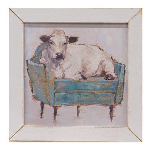 Cow Potato Print White Wash Frame - The Fox Decor