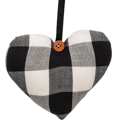 Black & White Buffalo Check Heart Ornament - The Fox Decor