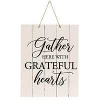 Gather Here With Grateful Hearts Vertical Pallet Board Rope Sign - The Fox Decor