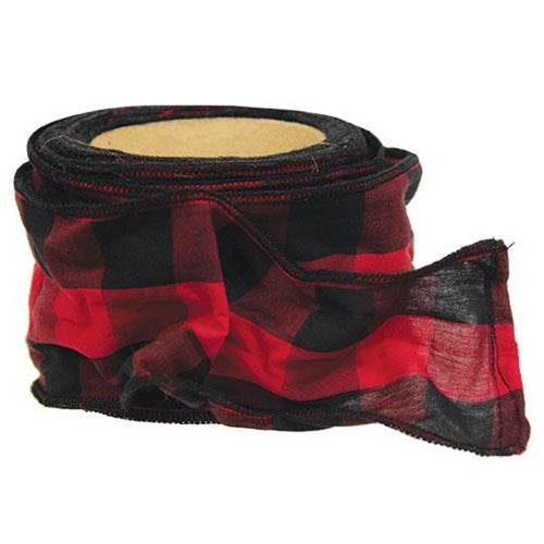Wired Red & Black Buffalo Check Ribbon 3 x 9 Yds