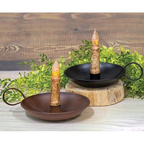 Colonial Taper Holder with Handle Black - The Fox Decor