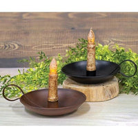 Colonial Taper Holder with Handle Black - The Fox Decor