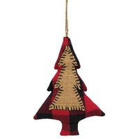 Thumbnail for Red & Black Buffalo Check Tree Stitched Fabric Ornament - The Fox Decor