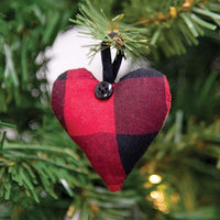 Thumbnail for Red & Black Buffalo Check Fabric Heart Hanger Ornament