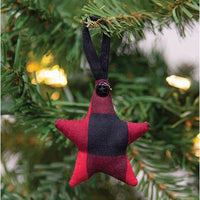 Thumbnail for Red & Black Buffalo Check Fabric Star Hanger Ornament