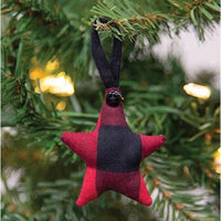 Red & Black Buffalo Check Fabric Star Hanger Ornament - The Fox Decor