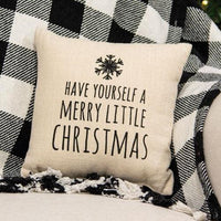 Merry Little Christmas Natural Pillow - The Fox Decor