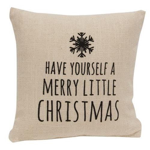 Merry Little Christmas Natural Pillow - The Fox Decor