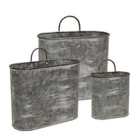 Thumbnail for 3 Set Galvanized Oval Wall Planters - The Fox Decor