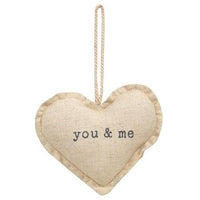 You & Me Fabric Heart Ornament 2 Asstd - The Fox Decor