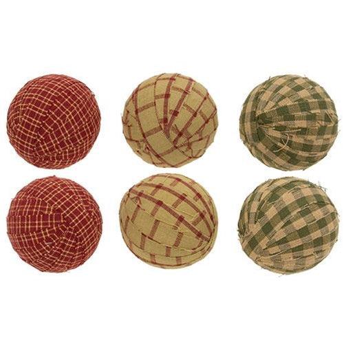 6 Set Primitive Gingham Rag Balls - The Fox Decor