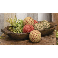 6 Set Primitive Gingham Rag Balls - The Fox Decor