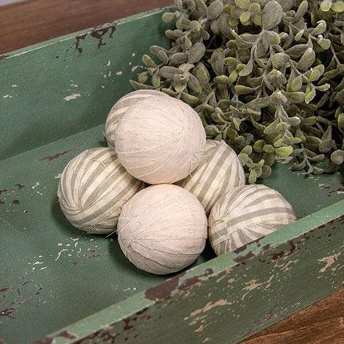 6 Set Natural Striped Rag Balls - The Fox Decor
