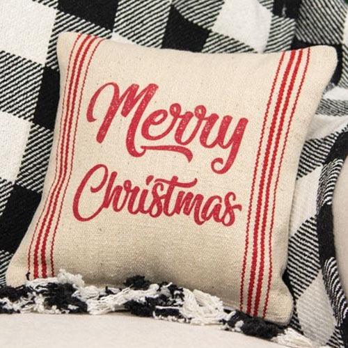 Merry Christmas Red Striped Pillow - The Fox Decor