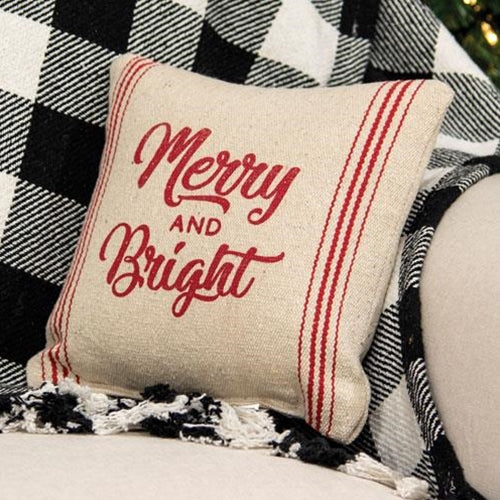Merry & Bright Red Striped Pillow