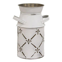 Thumbnail for Whitewashed Fleur De Lis Galvanized Milk Can Small