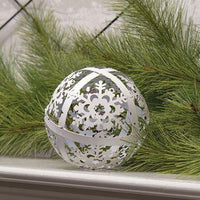 White Distressed Metal Snowflake Sphere 4 - The Fox Decor