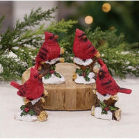 Resin Cardinal on Branch Figurine 4 Asstd - The Fox Decor