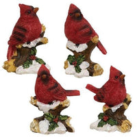 Resin Cardinal on Branch Figurine 4 Asstd - The Fox Decor