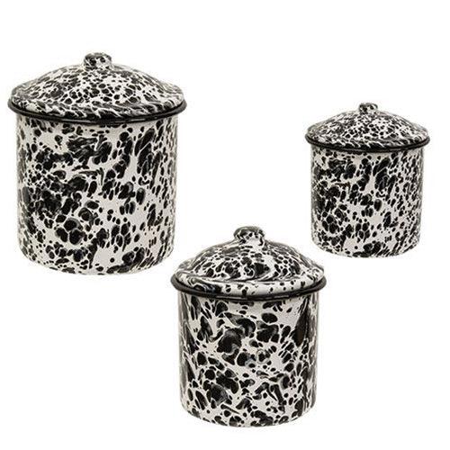 3 Set Black Splatter Enamel Canisters - The Fox Decor