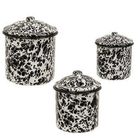 3 Set Black Splatter Enamel Canisters - The Fox Decor