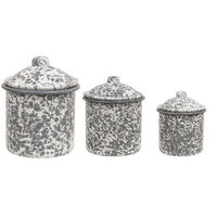 3 Set Gray Splatter Enamelware Canisters - The Fox Decor