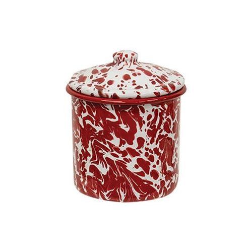 3 Set Red Splatter Enamel Canisters