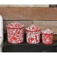 Thumbnail for 3 Set Red Splatter Enamel Canisters - The Fox Decor