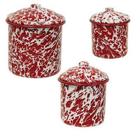 Thumbnail for 3 Set Red Splatter Enamel Canisters - The Fox Decor