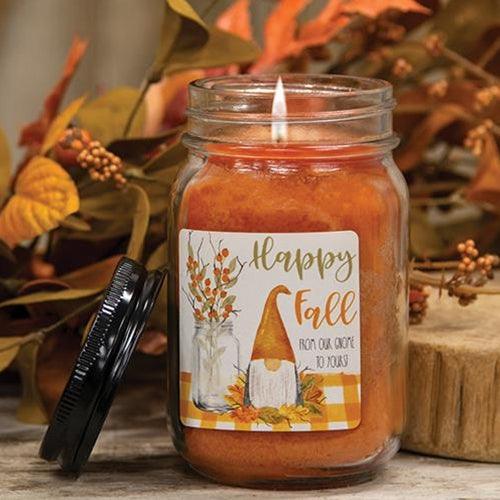 Happy Fall Gnome Pumpkin Pie Pint Jar Candle - The Fox Decor