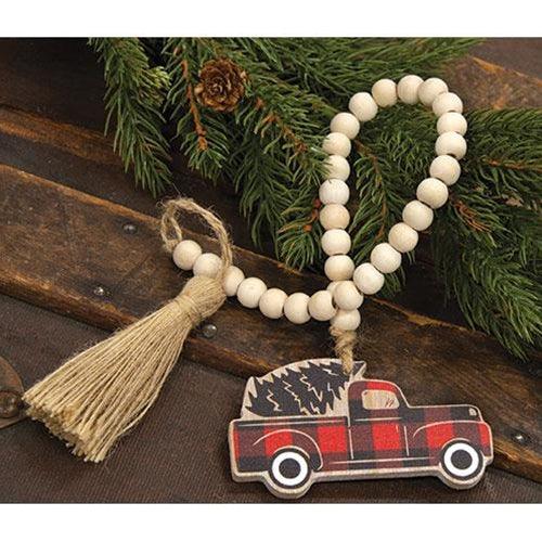 Red Buffalo Check Truck Beaded Strand - The Fox Decor