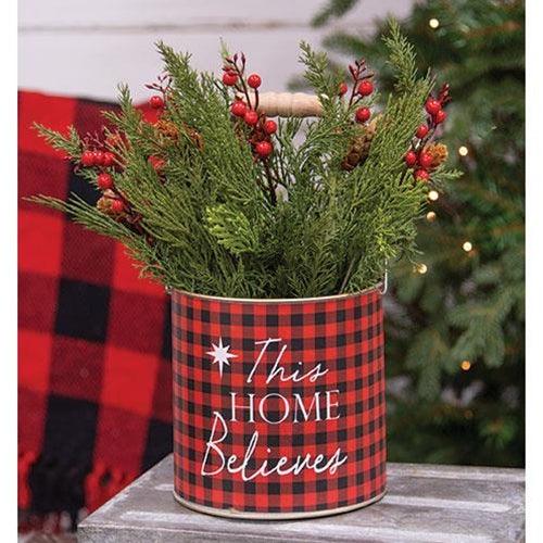 Red Plaid Believe Bucket - The Fox Decor