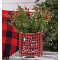 Red Plaid Believe Bucket - The Fox Decor
