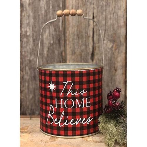 Red Plaid Believe Bucket - The Fox Decor
