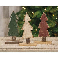 Rustic Wood Christmas Tree on Base 9 3 Asstd - The Fox Decor