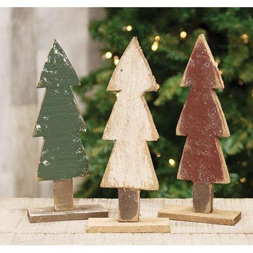 Rustic Wood Christmas Tree on Base 11 3 Asstd