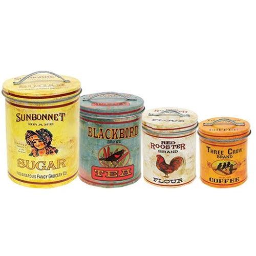 4 Set Nesting Vintage Look Kitchen Containers - The Fox Decor