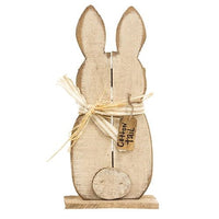Thumbnail for Rustic Wood White Cottontail Bunny on Base